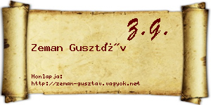 Zeman Gusztáv névjegykártya